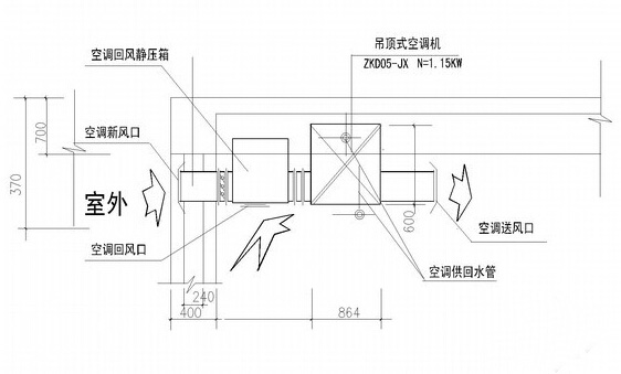 吊顶式空调机组工作原理图